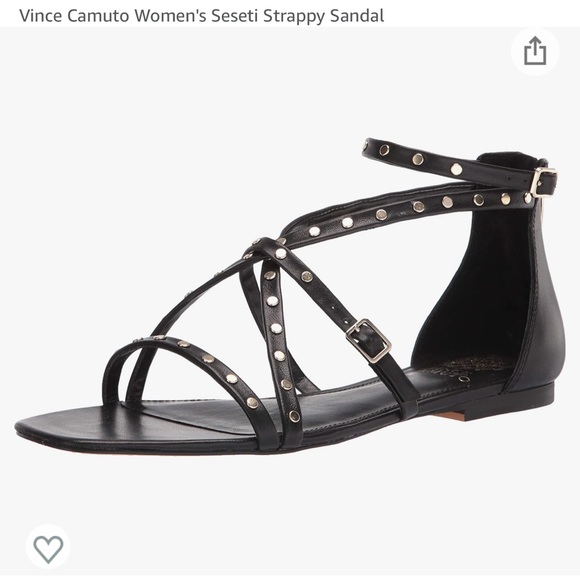 Vince Camuto | Shoes | Vince Camuto Seseti Strappy Sandal Black Studded 85  | Poshmark